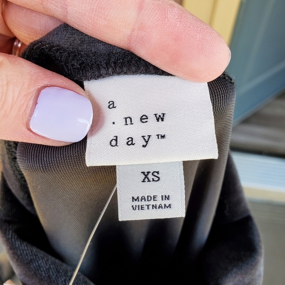 NWT A New Day Women's Mini Velvet Ruched Dress Black - Picture 5 of 15